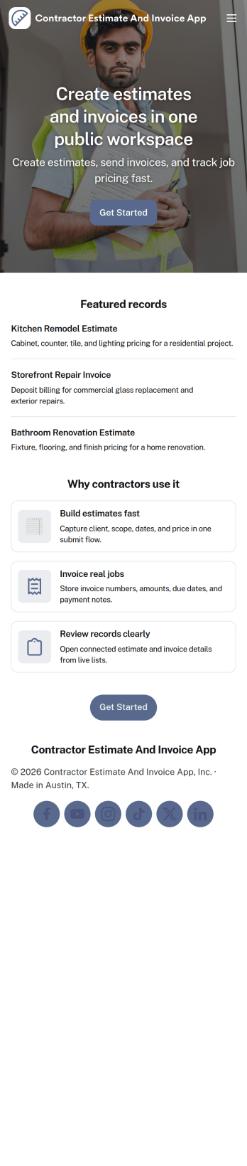 Contractor Estimate and Invoice App Template