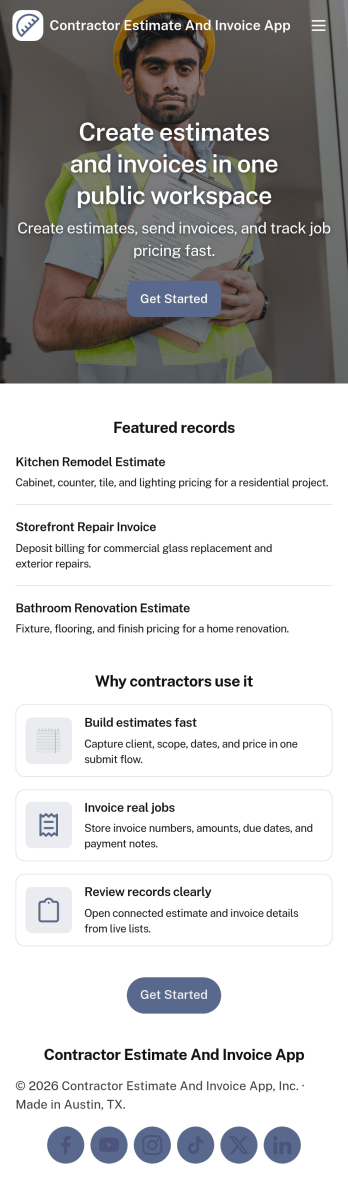Contractor Estimate and Invoice App Template