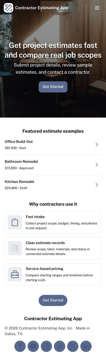 Contractor Estimating App Template
