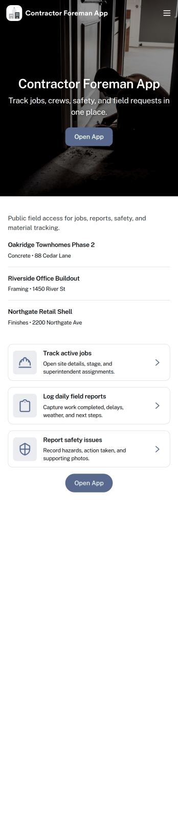 Contractor Foreman App Template