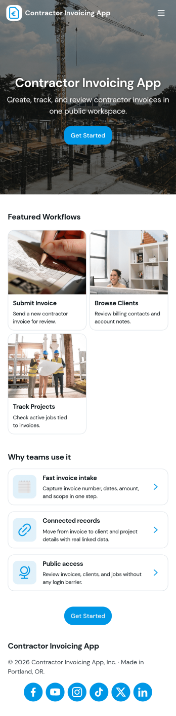 Contractor Invoicing App Template