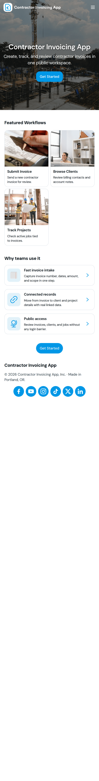 Contractor Invoicing App Template