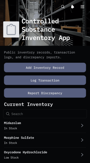 Controlled Substance Inventory App Template