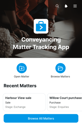 Conveyancing Matter Tracking App Template