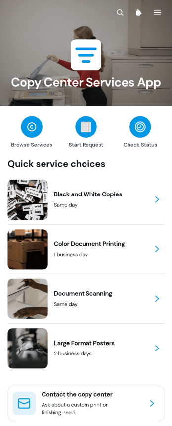 Copy Center Services App Template
