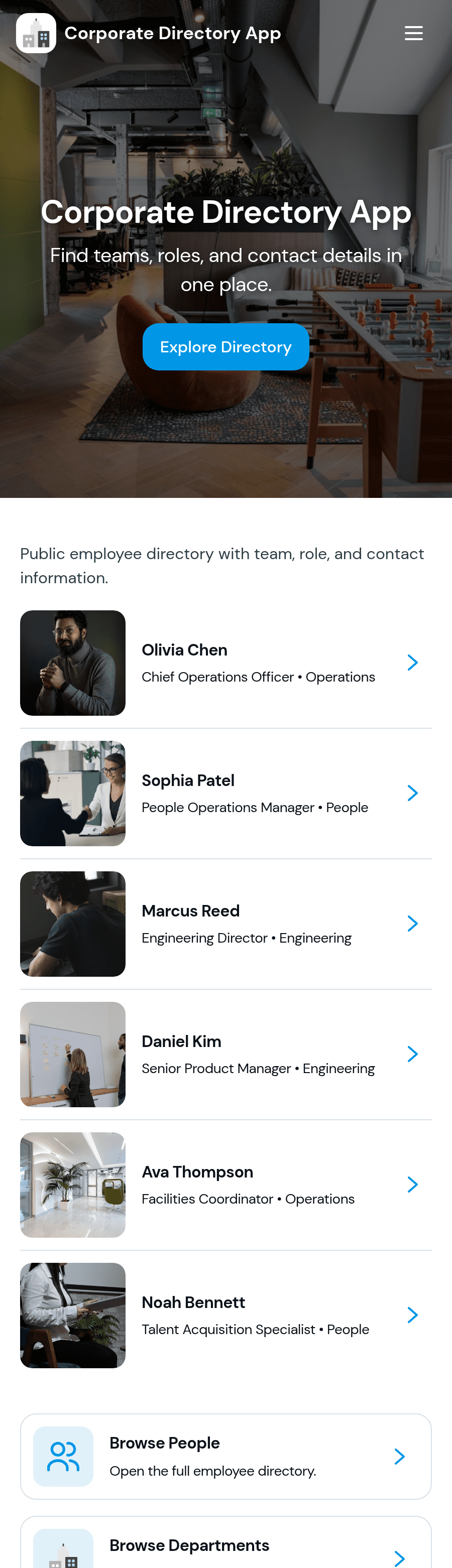 Corporate Directory App Template | Jotform