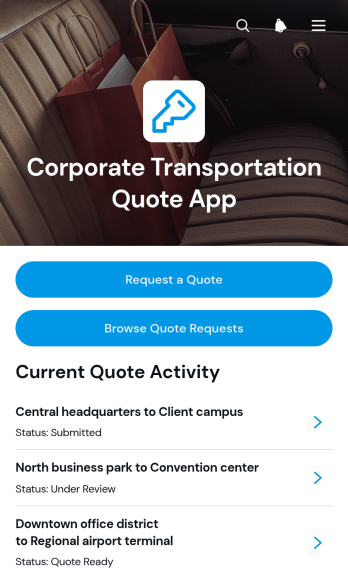Corporate Transportation Quote App Template