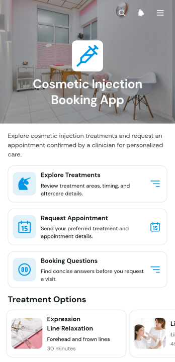 Cosmetic Injection Booking App Template
