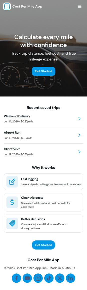 Cost per Mile App Template