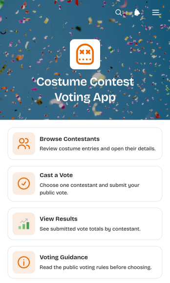 Costume Contest Voting App Template