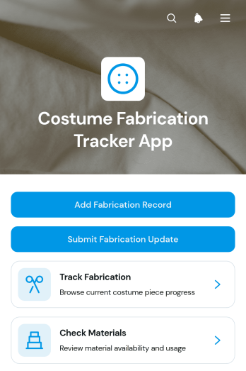 Costume Fabrication Tracker App Template
