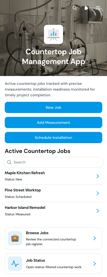 Countertop Job Management App Template