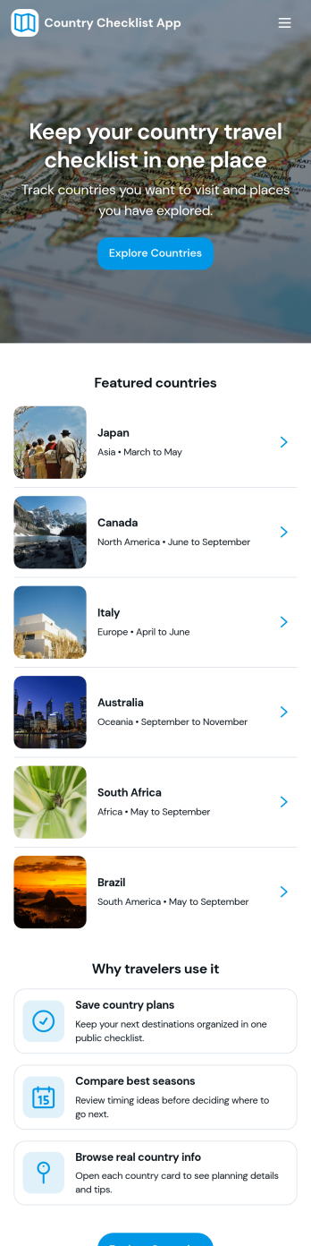 Country Checklist App Template