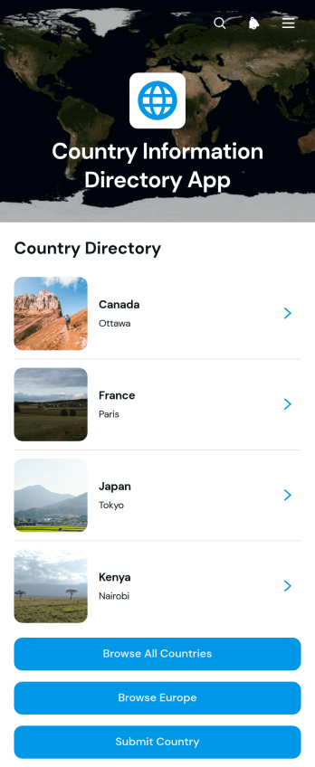Country Information Directory App Template
