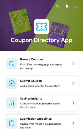 Coupon Directory App Template