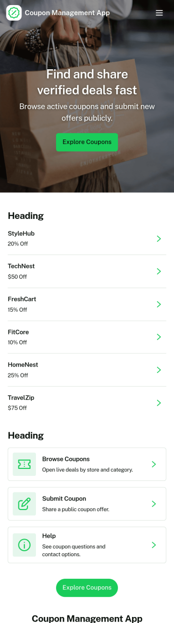 Coupon Management App Template