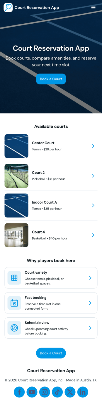 Court Reservation App Template