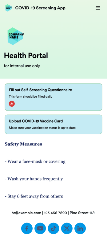 COVID-19 Screening App Template