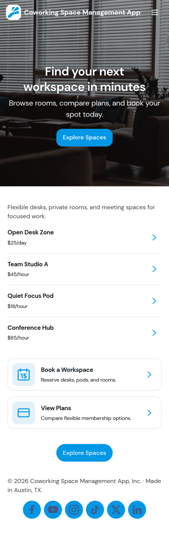 Coworking Space Management App Template