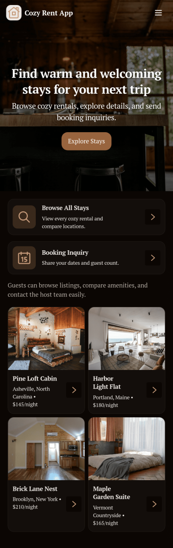 Cozy Rent App Template