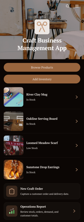 Craft Business Management App Template
