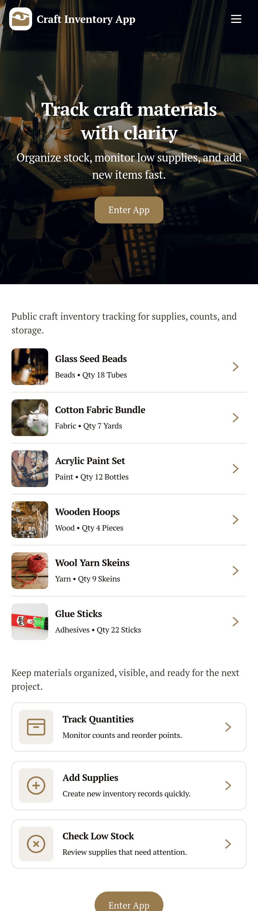 Craft Inventory App Template | Jotform