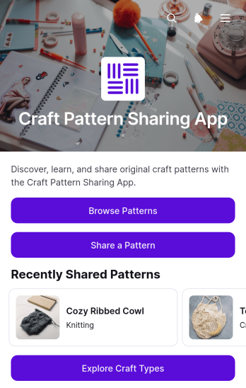 Craft Pattern Sharing App Template