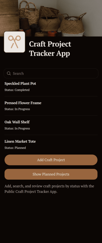 Craft Project Tracker App Template