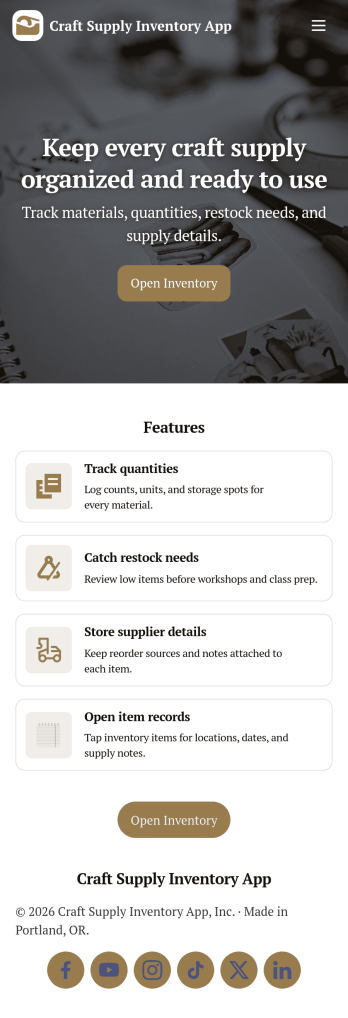 Craft Supply Inventory App Template