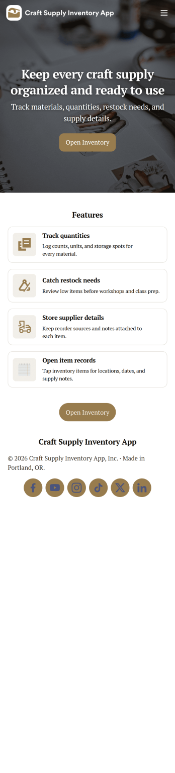 Craft Supply Inventory App Template