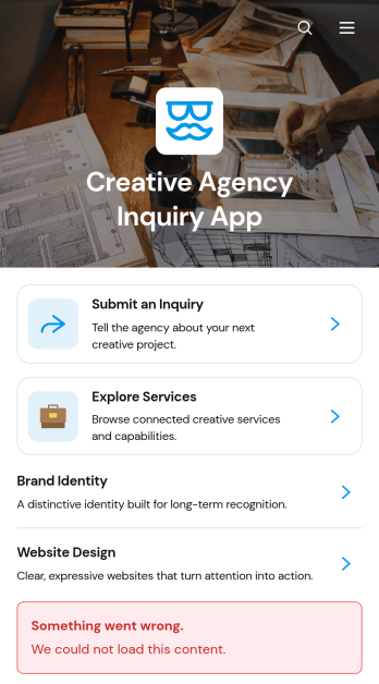 Creative Agency Inquiry App Template
