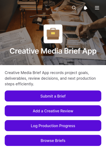 Creative Media Brief App Template
