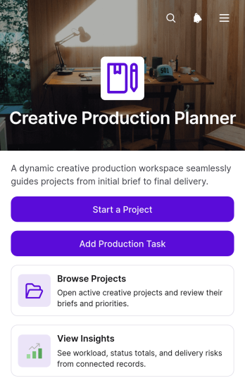 Creative Production Planner App Template
