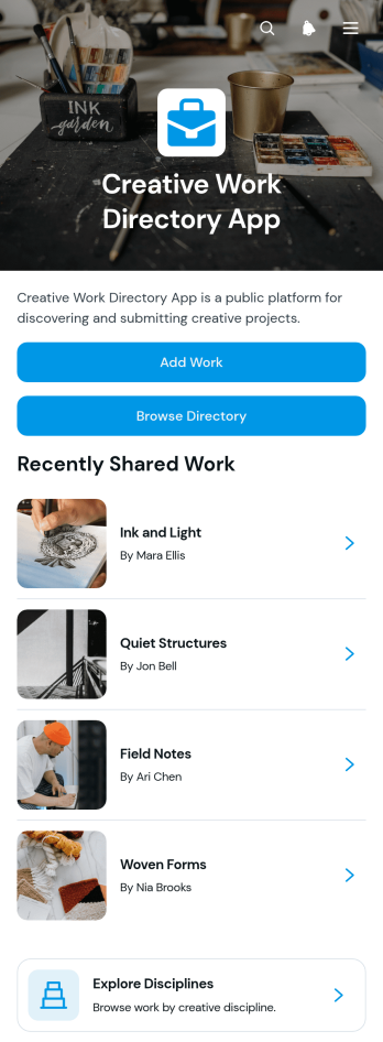 Creative Work Directory App Template