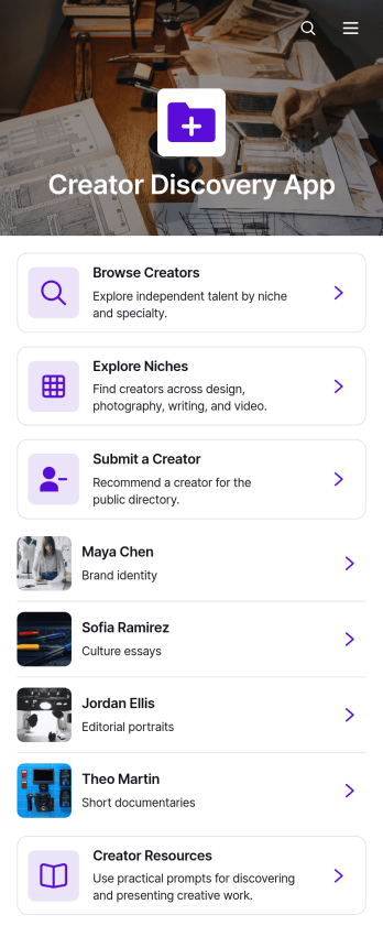 Creator Discovery App Template