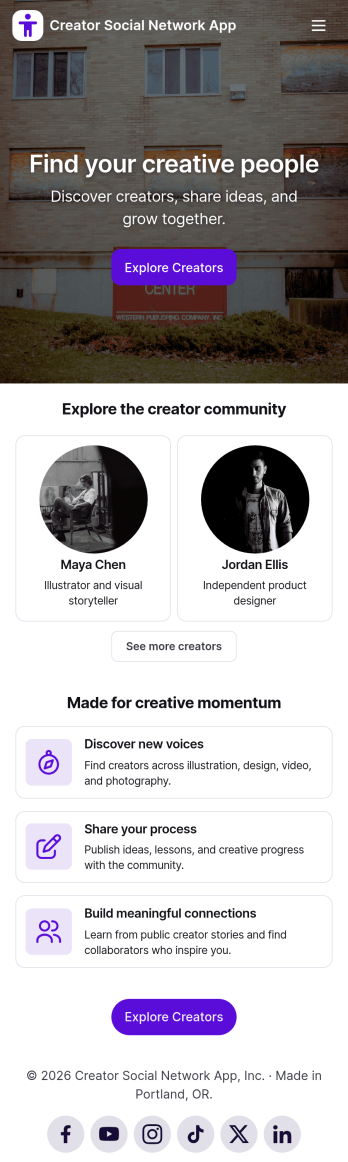 Creator Social Network App Template