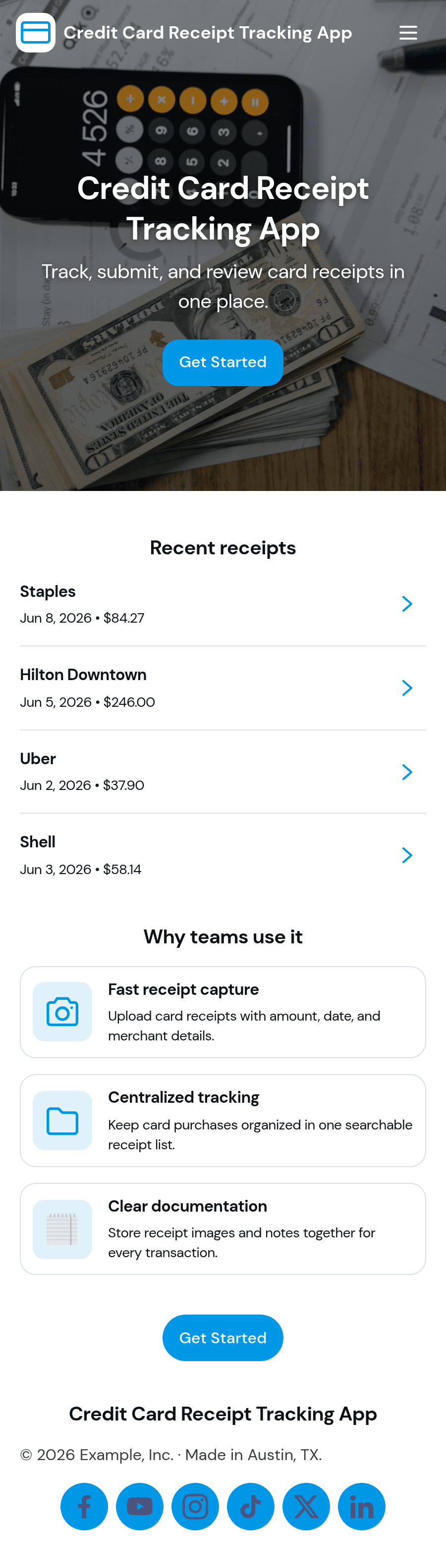 Credit Card Receipt Tracking App Template | Jotform