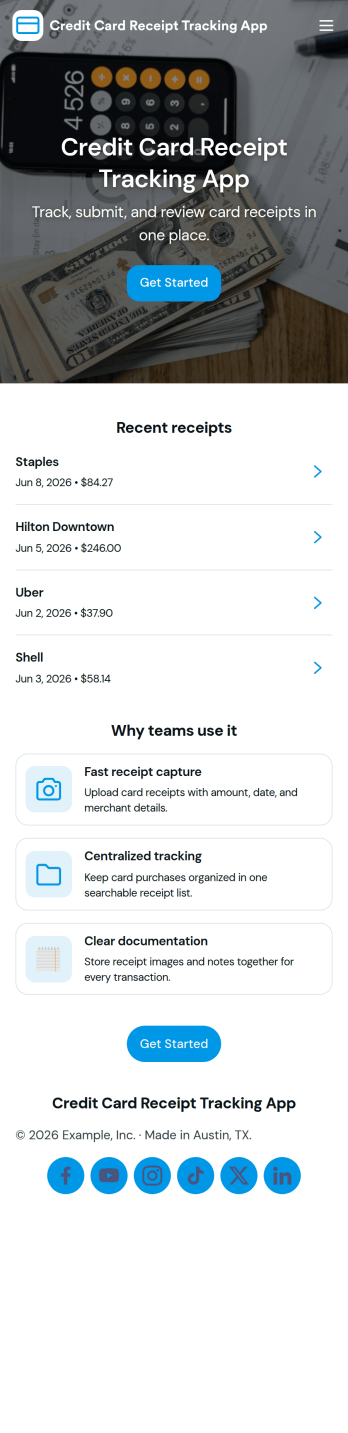 Credit Card Receipt Tracking App Template