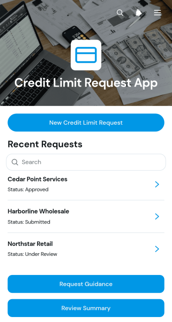 Credit Limit Request App Template