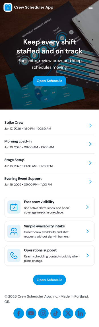 Crew Scheduler App Template