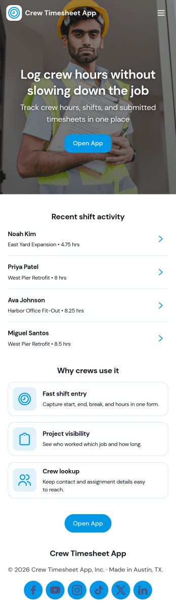 Crew Timesheet App Template