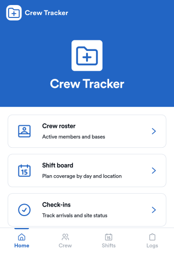 Crew Tracking App Template