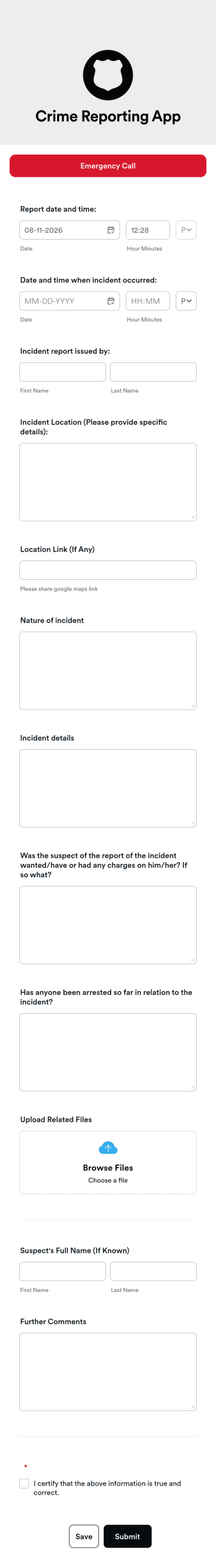 Crime Reporting App Template