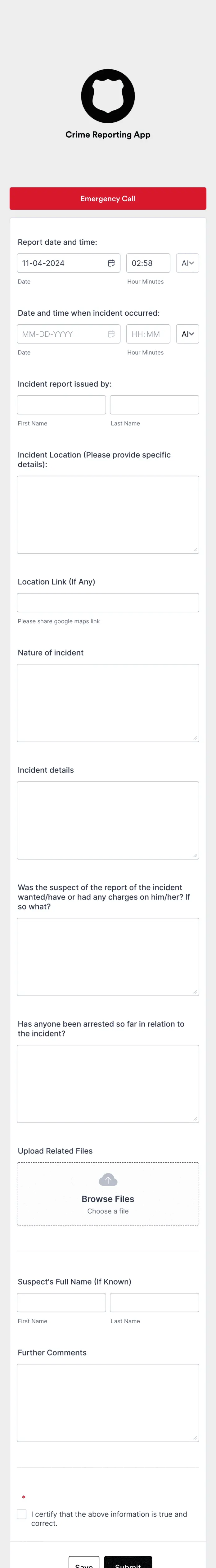 Crime Reporting App