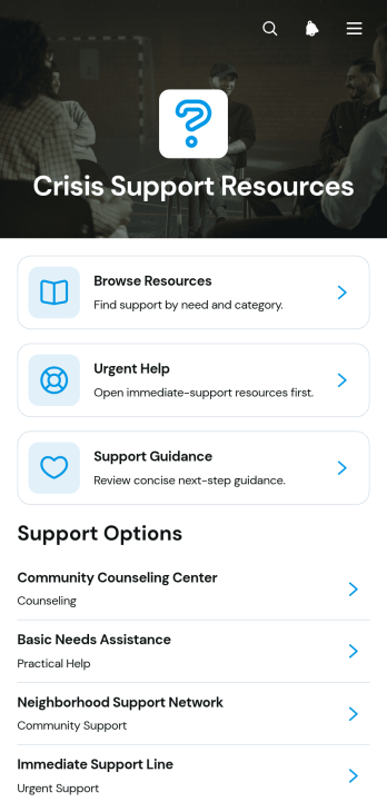 Crisis Support Resources App Template