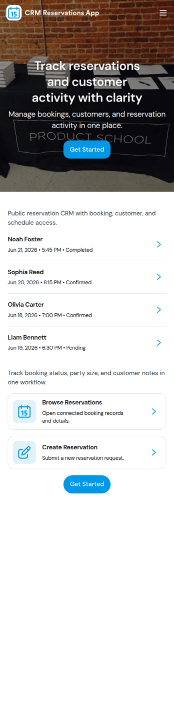 Crm Reservations App Template