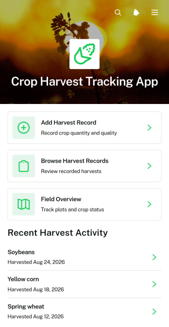 Crop Harvest Tracking App Template