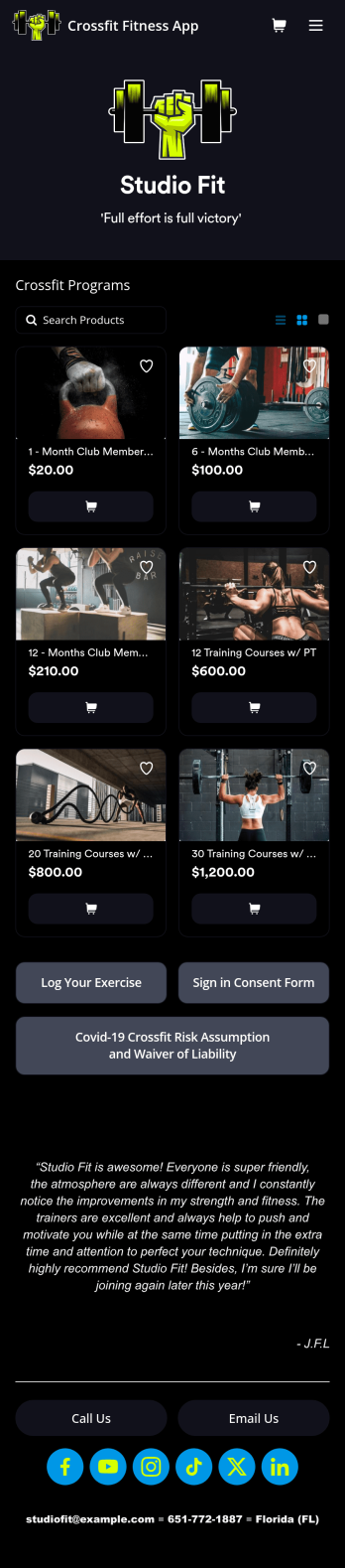 Crossfit Fitness App Template