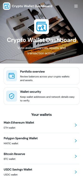 Crypto Wallet Dashboard App Template
