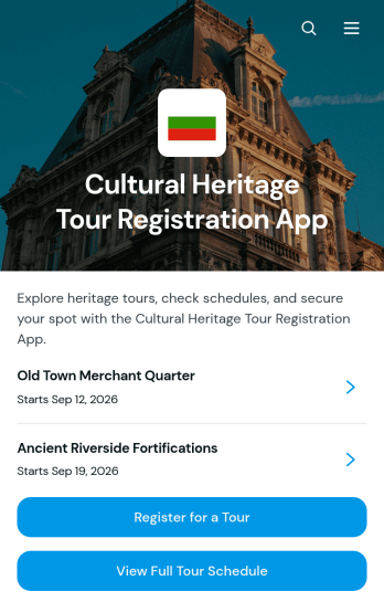 Cultural Heritage Tour Registration App Template